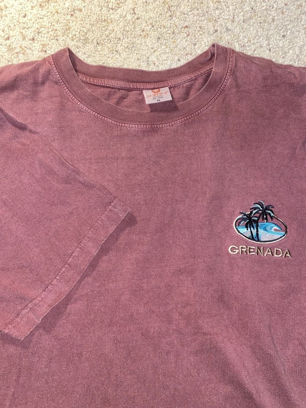 Vintage Authentic Grenada Adult XL Red Heavy Cotton Caribbean Island Tee Shirt